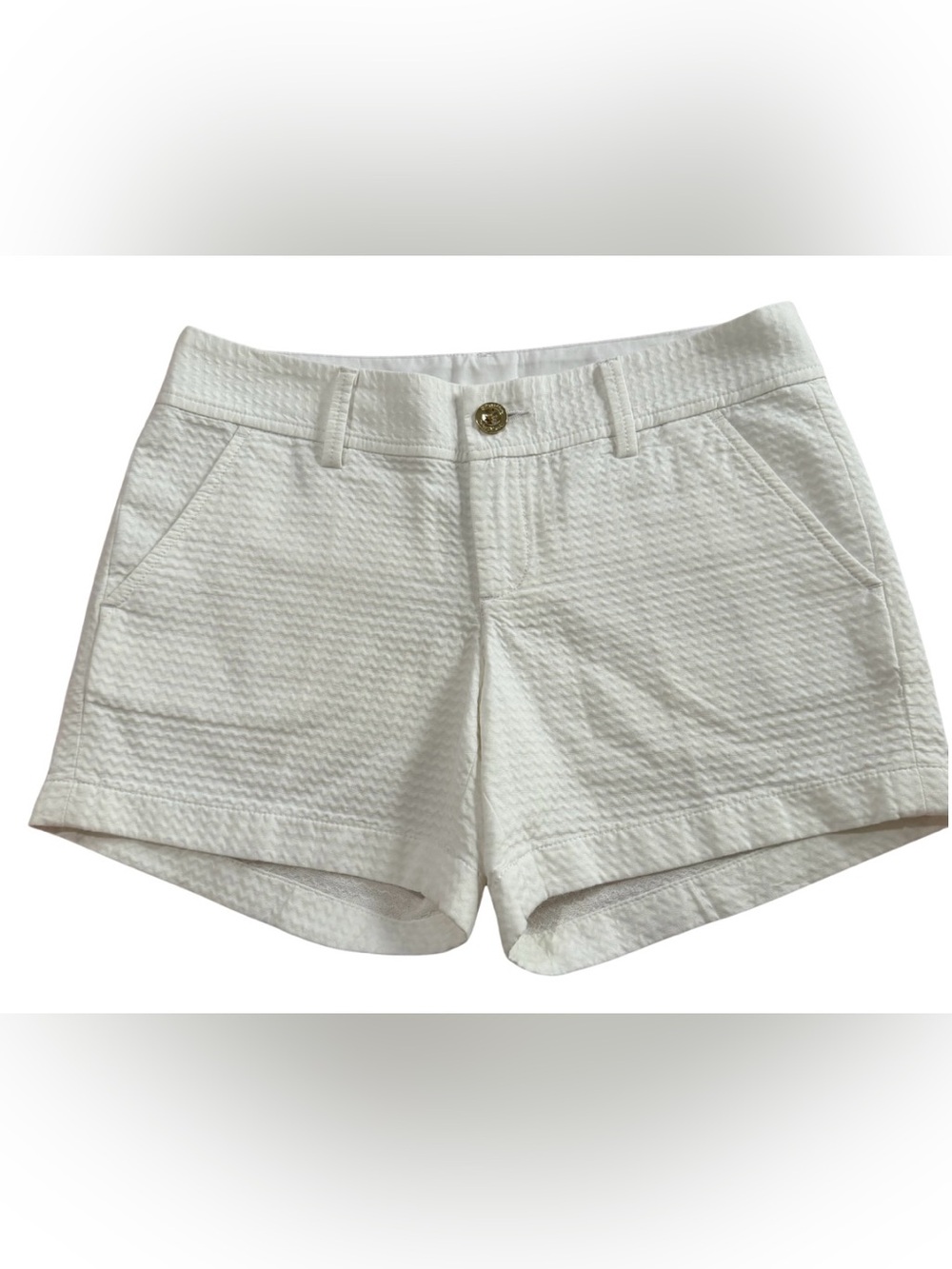 Lilly Pulitzer Callahan Shorts Size 2 White 100% Cotton Chino Preppy